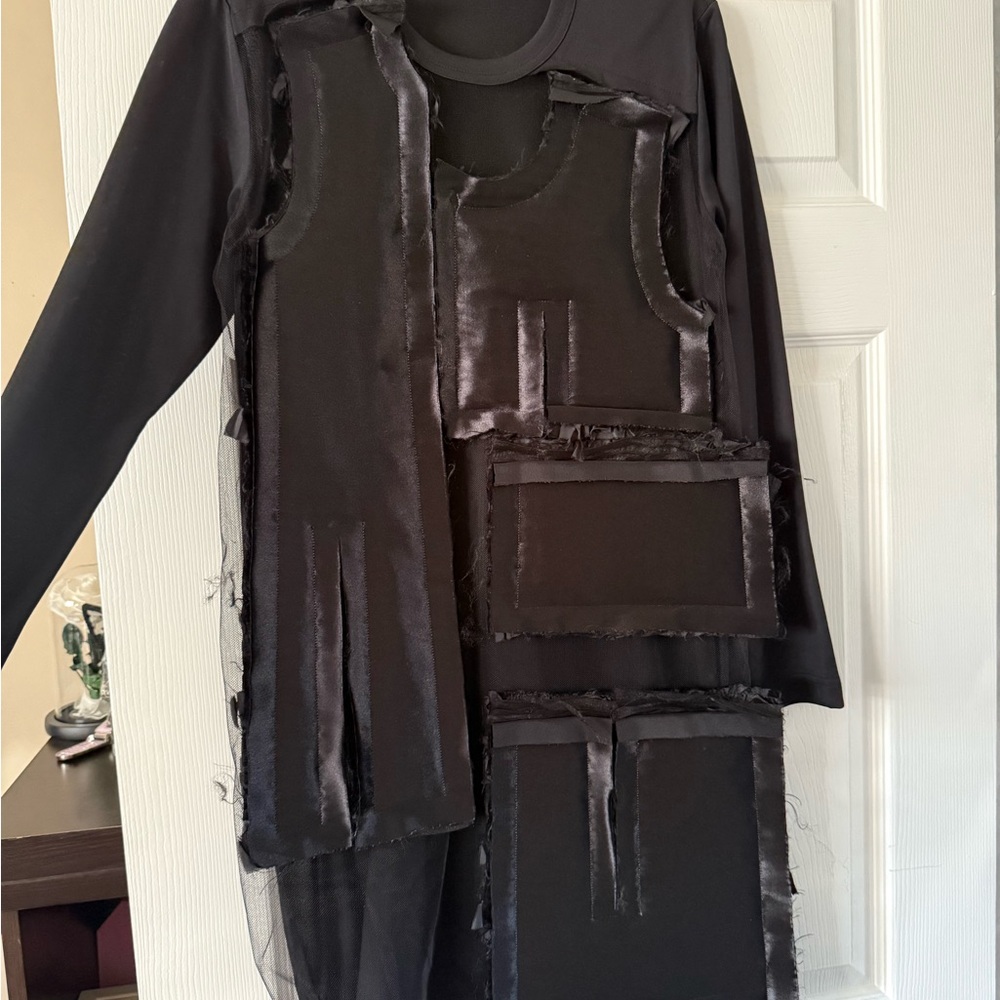 Comme des Garcons Unique Black Mesh Layered Dress